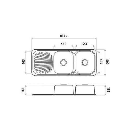 Sydenham Double Bowl - Right Hand Bowl Single Drainer specifications