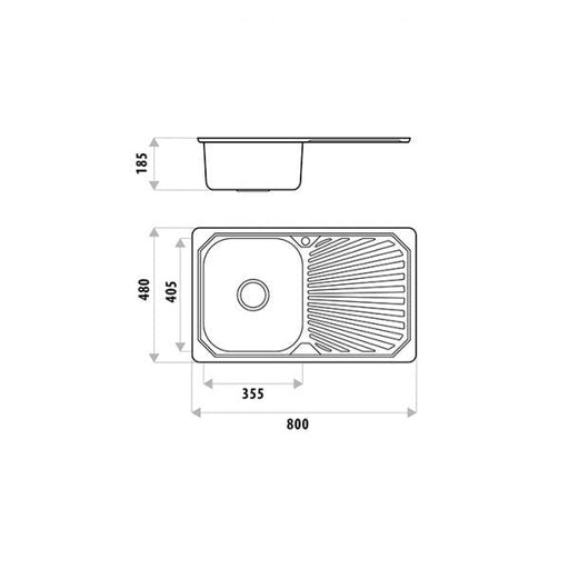 Sydenham Single Bowl - Left Hand Bowl Single Drainer Specifications