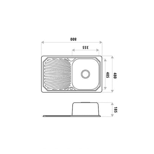 Sydenham Single Bowl - Right Hand Bowl Single Drainer Specifications