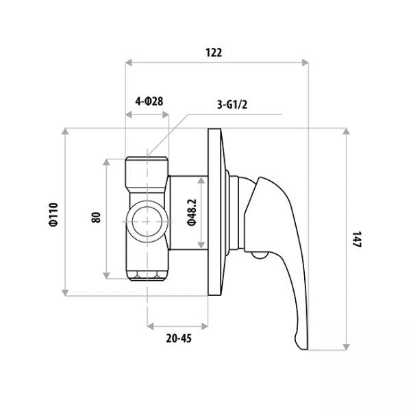 Sydenham Wall Mixer 40mm specifications