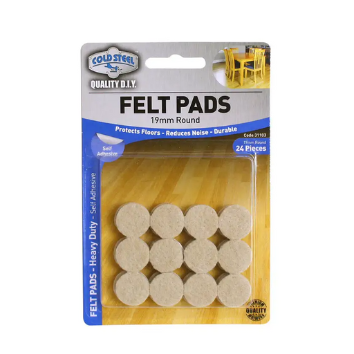 Trio Felt Pads Round Heavy Duty Beige 19mm - 24 Pack