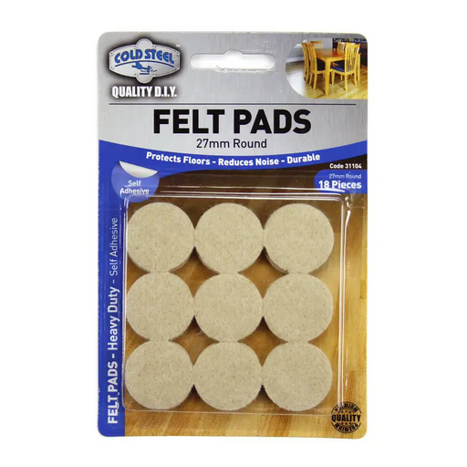 Trio Felt Pads Round Heavy Duty Beige 27mm - 18 Pack