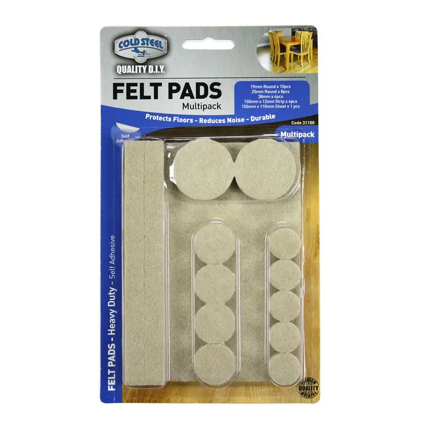 Trio Heavy Duty Felt Pads Multipack Beige - 27 Pack