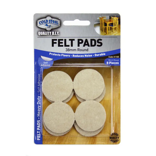 Trio Heavy Duty Round Felt Pads Beige 38mm - 8 Pack