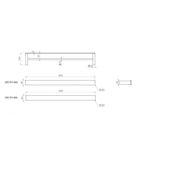 The Gabe 600mm Double Towel Rail specifications