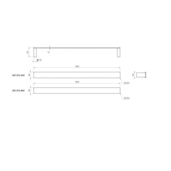 The Gabe 600mm Single Towel Rail specifications