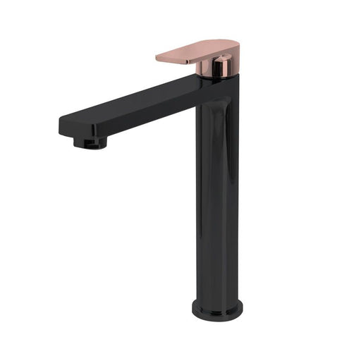 The Gabe Leva High Rise Basin Mixer rose gold black