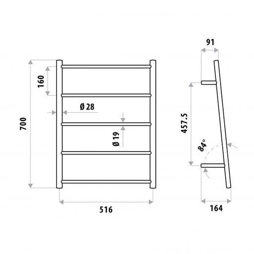 Towel Ladder - 5 Rung specifications